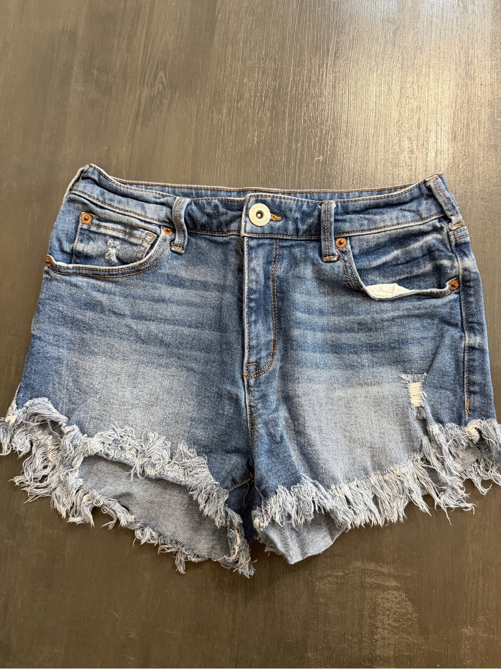 INC Denim Distressed Frayed Hem Denim Shorts Size 4/27